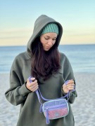Torebka Candy Pink Mint detal sztruksu i zamszu ekologicznego